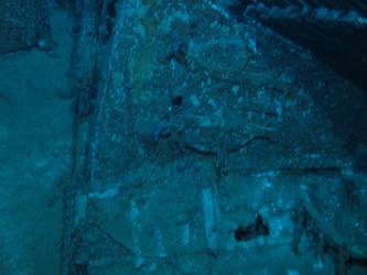 Looking down on bow section of carvel built ship's boat
